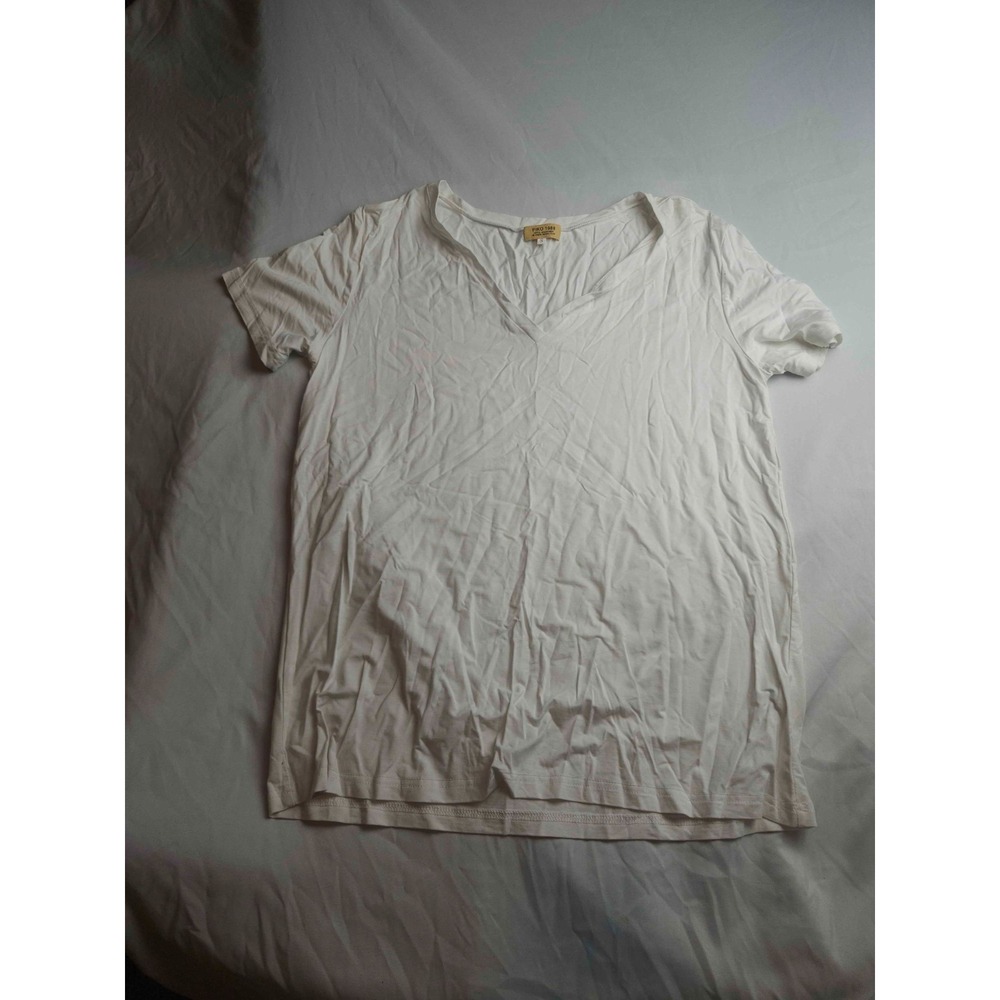 Piko 1988 T-Shirt Womens S White Elevated Basics Short Sleeve V-Neck Casual Top